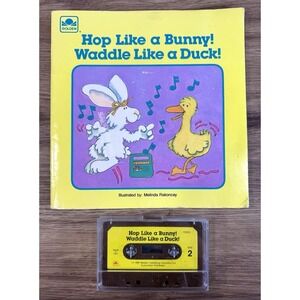 Vintage 1987 Golden Book Hop Like a Bunny Waddle Like a Duck w Cassette